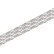 Anti-Tarnish Rhodium Plated 925 Sterling Silver Figaro Chain, Soldered, Platinum, 1.6x0.4mm(STER-WH0011-03P)