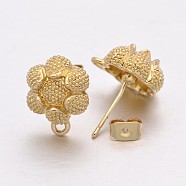 Alloy Flower Stud Earring Findings, with Loop, Long-Lasting Plated, Light Gold, 14x10x6mm, Hole: 1mm, Pin: 0.6mm(PALLOY-O053-33)