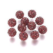 Polymer Clay Rhinestone Beads, Grade A, Round, Pave Disco Ball Beads, Siam, 10x9.5mm, Hole: 1.5mm(RB-K050-10mm-C05)