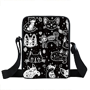Nylon Crossbody Bags, Gothic Style Messenger Bag for Wiccan Lovers, Cat Shape, 33x22x10cm(PW-WG28255-08)