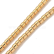 Electroplated Synthetic Non-Magnetic Hematite Beads Strands, Column, Light Gold Plated, 2x2mm, Hole: 0.7mm, about 185pcs/strand, 15.79''(40.1cm)(G-I360-D01-02)