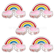 5Pcs Transparent Acrylic Enamel Beads, Rainbow, Pink, 16x26x9mm, Hole: 3.5mm(OACR-YW0001-31A)