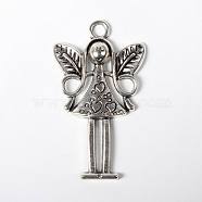 Tibetan Style Alloy Pendants, Fairy, Cadmium Free & Lead Free, Antique Silver, 58x34x5mm, Hole: 4mm(LF1725Y)
