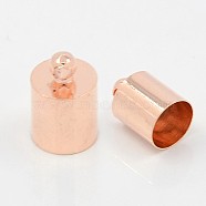 Brass Cord Ends, Rose Gold, 12x8mm, Hole: 1mm, Inner Diameter: 7mm(KK-D219-12x8-RG)