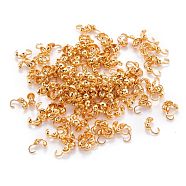 Brass Bead Tips, Long-Lasting Plated, Real 18k Gold Plated, 9x5.5mm, Hole: 0.6x1.5mm, Inner Diameter: 3mm(KK-F824-034G)