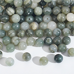 2 Strands Natural Green Rutilated Quartz Beads Strands, Round, 8mm, Hole: 1mm, about 47pcs/strand, 15.5 inch(39.5cm)(G-NB0004-84)