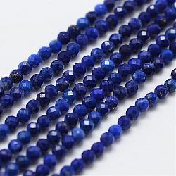 Natural Lapis Lazuli Bead Strands, Round, Faceted, Grade AA, 3mm, Hole: 0.5mm, about 130pcs/strand, 15.3 inch(39cm)(G-G663-48-3mm)