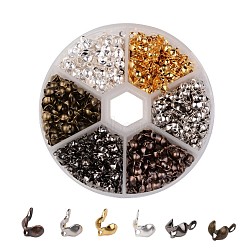 1 Box Iron Bead Tips, Nickel Free, Mixed Color, 8x4mm, Hole: 1.5mm, 3mm inner diameter, about 700pcs/box(IFIN-JP0011-NF)