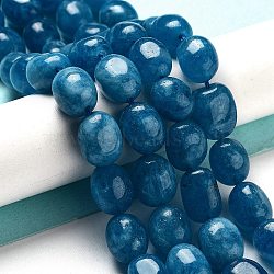 Natural Malaysia Jade Beads Strands, Oval, Dyed, Dodger Blue, 11~13x9~10x8.5~10mm, Hole: 1mm, about 16pcs/strand, 7.28~7.48 inch(18.5~19cm)(G-P528-N08-01)