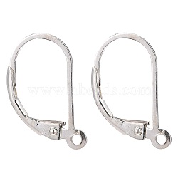 925 Sterling Silver Leverback Earring Findings, with 925 Stamp, Silver, 16.5x9x1.5mm, Hole: 1mm, Pin: 0.7mm(STER-T002-227S)