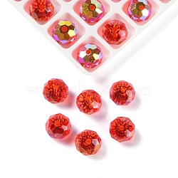 AB Color Plated Glass Beads, Faceted, Round, Red, 8x5.5~6mm, Hole: 1.4~1.6mm, 336pcs/set(EGLA-P059-03B-AB01)