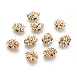 Alloy Beads, Long-Lasting Plated, Lotus, Golden, 9x12x4mm, Hole: 1.6mm(X-KK-G365-03G)