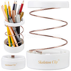 Gorgecraft ABS Plastic Hollow Out Pencil Holder, with Scalable Spring Steel Wire Pen Storage Cup, Pencil Container, Column, Light Salmon, 3x1-3/8 inch(76x34mm)(AJEW-GF0002-98A)