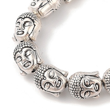 Tibetan Style Buddha Head Alloy Bead Strands, Lead Free, Antique Silver, 11x9x8mm, Hole: 2mm, about 19pcs/strand, 8 inch