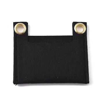 Felt Bags Organizer Insert, Mini Envelope Handbag Shaper Premium Felt, with Iron Grommets, Black, 9x8x0.5cm, Hole: 10mm