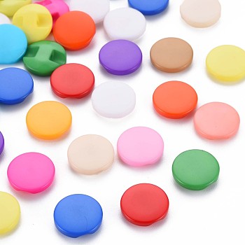 1-Hole Resin Buttons, Flat Round, Mixed Color, 12.5x3.5mm, Hole: 1.5mm