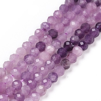 Natural Lilac Jade Beads Strands, Gradient Style, Faceted, Round, 3mm, Hole: 0.6mm, about 126pcs/strand, 15.16 inch(38.5cm)