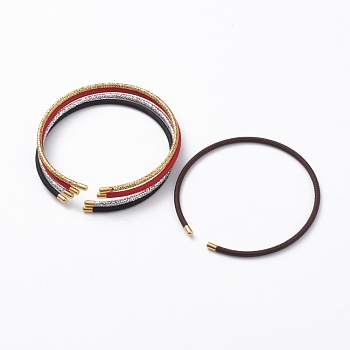 Braided 304 Stainless Steel Wire Bracelet Making, with Golden End Caps, Mixed Color, 0.2cm, Inner Diameter: 2-1/4 inch(5.6cm)