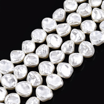 ABS Plastic Imitation Pearl Beads Strands, Nuggets, Creamy White, 7~7.5x7x5mm, Hole: 0.7mm, about 58pcs/strand, 15.35 inch(39cm)