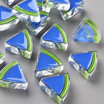 Transparent Enamel Acrylic Beads, Watermelon, Royal Blue, 23.5x25.5x9mm, Hole: 3.5mm