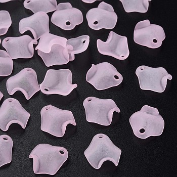 Transparent Acrylic Beads, Frosted, Petal, Pearl Pink, 15x14.5x5mm, Hole: 2mm, about 1700pcs/500g