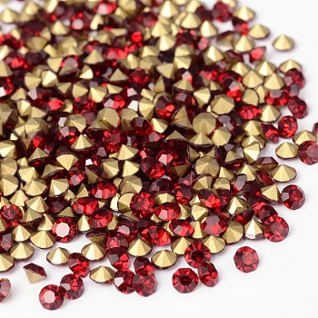 Back Plated Grade A Diamond Glass Pointed Rhinestone, Siam, 2.7~2.8mm, about 1440pcs/bag