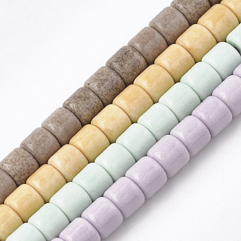 Natural Agate Beads Strands, Dyed, Column, Mixed Color, 4x3.5~4mm, Hole: 1mm, 108pcs/strand, 15.7 inch