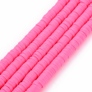 Hot Pink Disc Polymer Clay Beads