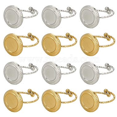 12Pcs 2 Colors 304 Stainless Steel Open Cuff Ring Component(STAS-SC0007-88)-1