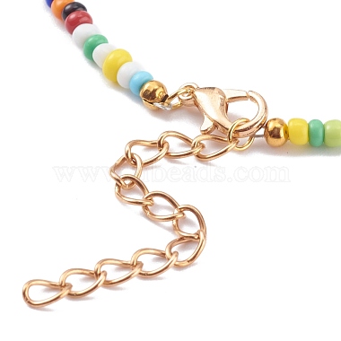 Rainbow Round Opaque Colours Glass Seed Beaded Necklaces(NJEW-JN03362-02)-3