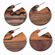 Transparent Resin & Walnut Wood Stud Earrings(EJEW-T010-01)-1
