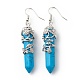 Synthetic Turquoise Bullet with Flower Dangle Earrings(EJEW-G300-02P-08)-2