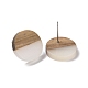 Resin & Walnut Wood Flat Round Stud Earrings with 304 Stainless Steel Pin for Women(EJEW-N017-010A-02)-2