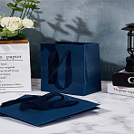 Paper Packaging Bags with Polyester Handles, Paper Tote Bags for Gift, Rectangle, Prussian Blue, 13x8x16cm(CARB-WH0816-002)