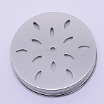 Aluminium Hollow Candle Lids, Candle Toppers, Flat Round with Leaf Pattern, Silver, 70x13mm, Inner Diameter: 66mm(AJEW-WH0126-32B)