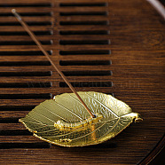 Alloy Incense Burners, Incense Holders, Home Office Teahouse Zen Buddhist Supplies, Leaf, 85x50mm(PW-WGC49A1-01)