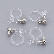 Brass Clip-on Earring Component, with Plastic, Real Platinum Plated, 10.5x10x2.5mm, Hole: 1.4mm(KK-L169-09P)