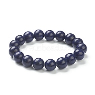 Natural Lapis Lazuli Beaded Stretch Bracelets, Dyed, Round, Beads: 12~12.5mm, Inner Diameter: 2-1/8 inch(5.4cm)(BJEW-A117-E-41)