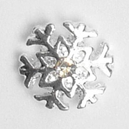 Alloy Crystal Rhinestone Cabochons, Nail Art Decoration Accessories, Christmas Snowflake, Cadmium Free & Lead Free, Silver, 7x3.5mm(MRMJ-WH0068-48S-RS)