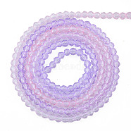 Transparent Glass Beads Strands, Segmented Multi-color Beads, Faceted Round, Pink, 2mm, Hole: 0.6mm, about 194~199pcs/strand, 14.49 inch~14.61 inch(36.8~37.1cm)(GLAA-N041-009-05)