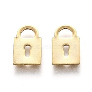 201 Stainless Steel Charms, Laser Cut, Padlock, Real 18k Gold Plated, 11x7x0.8mm, Hole: 3.5x2mm(X-STAS-B001-16G)