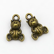 Tibetan Style Alloy Pendants, Cadmium Free & Nickel Free & Lead Free, Antique Bronze, Bear, 16x10x5mm, Hole: 2mm(TIBEP-LF0301YKG-AB-FF)