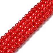Painted Glass Bead Strands, Baking Paint, Round, Red, 6mm, Hole: 1.3~1.6mm, about 133pcs/strand, 31.4 inch(DGLA-S071-6mm-49)