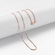 Brass Chain Necklaces, Box Chain, with Lobster Clasps, Rose Gold, 18.1 inch(X-MAK-F013-02RG)