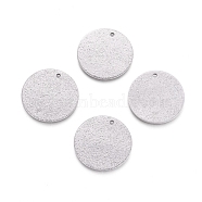 304 Stainless Steel Textured Pendants, Flat Round, Stainless Steel Color, 20x1mm, Hole: 1mm(STAS-I098-01-20mm-P)