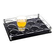 12 Holes Rectangle Acrylic Wine Glasses Display Stands, Whiskey Spirits Wine Glass Rack with 201 Stainless Steel Holder, for Bar Tasting Serving Tray, Kitchen Tools, Clear, 31.6x24x5.2cm, Inner Diameter: 6cm(DIY-WH0488-40B)