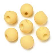 Rubberized Acrylic Beads, Round, Top Drilled, Light Khaki, 18x18x18mm, Hole: 3mm(OACR-G012-05B)