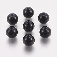 ABS Plastic Imitation Pearl Beads, Round, Black, 14mm, Hole: 2.3mm, about 340pcs/500g(KY-G009-14mm-01)