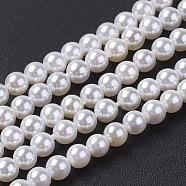 Shell Pearl Bead Strands, Grade A, Round, Seashell Color, 5mm, Hole: 1mm, about 79pcs/strand, 15.5 inch(BSHE-P023-5mm)