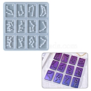 Twelve Constellations Rectangle Pendants Silicone Molds, Resin Casting Molds, for UV Resin, Epoxy Resin Jewelry Making, White, 105x99x3.5mm, Hole: 2mm, Inner Diameter: 19x29mm(X-DIY-G073-02)